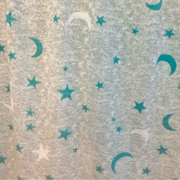NWT Pajama Pants Large (Girls) Totally Pink Grey w/ Teal and White Moons Stars - Picture 6 of 10